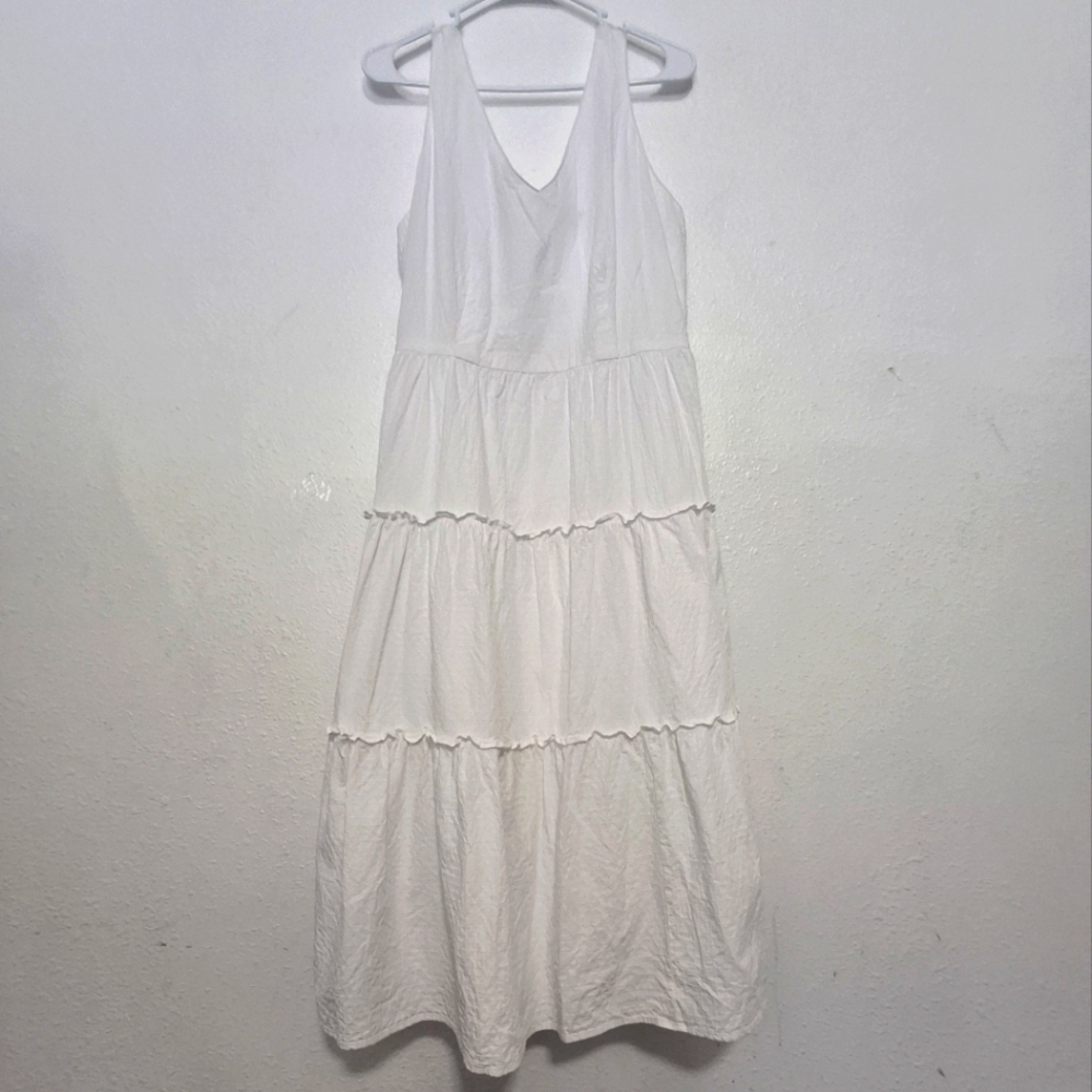 Ann Taylor dress white tiered flare